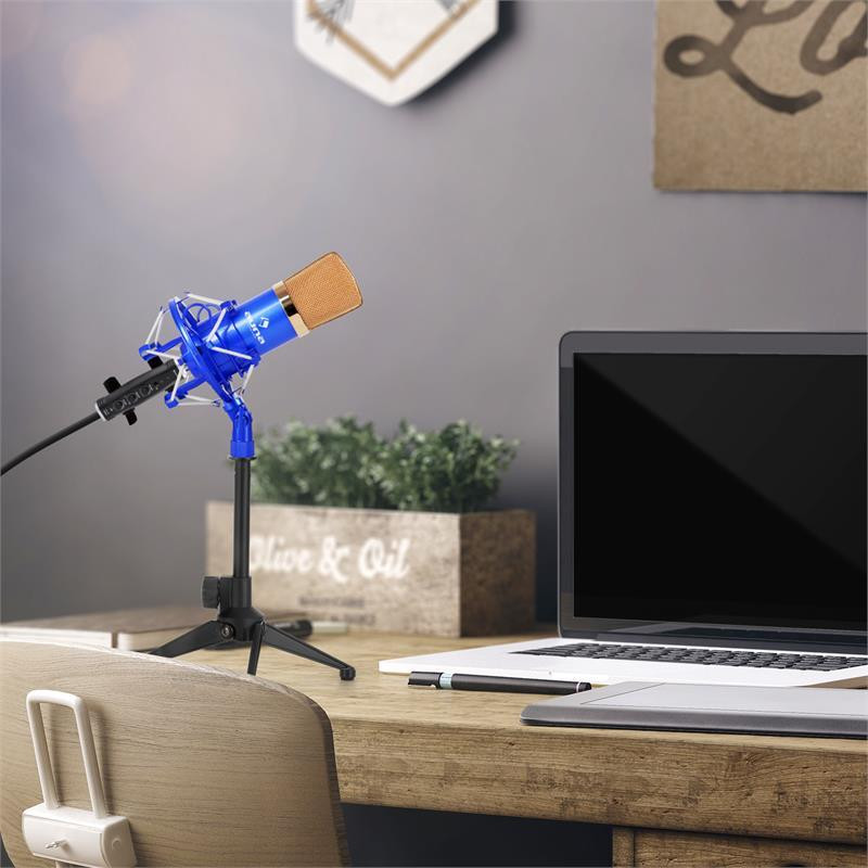 CM001BG Набір мікрофонів V1 Конденсаторний мікрофон USB-адаптер Підставка для мікрофона Синій (Німеччина, Рівне - фото 2