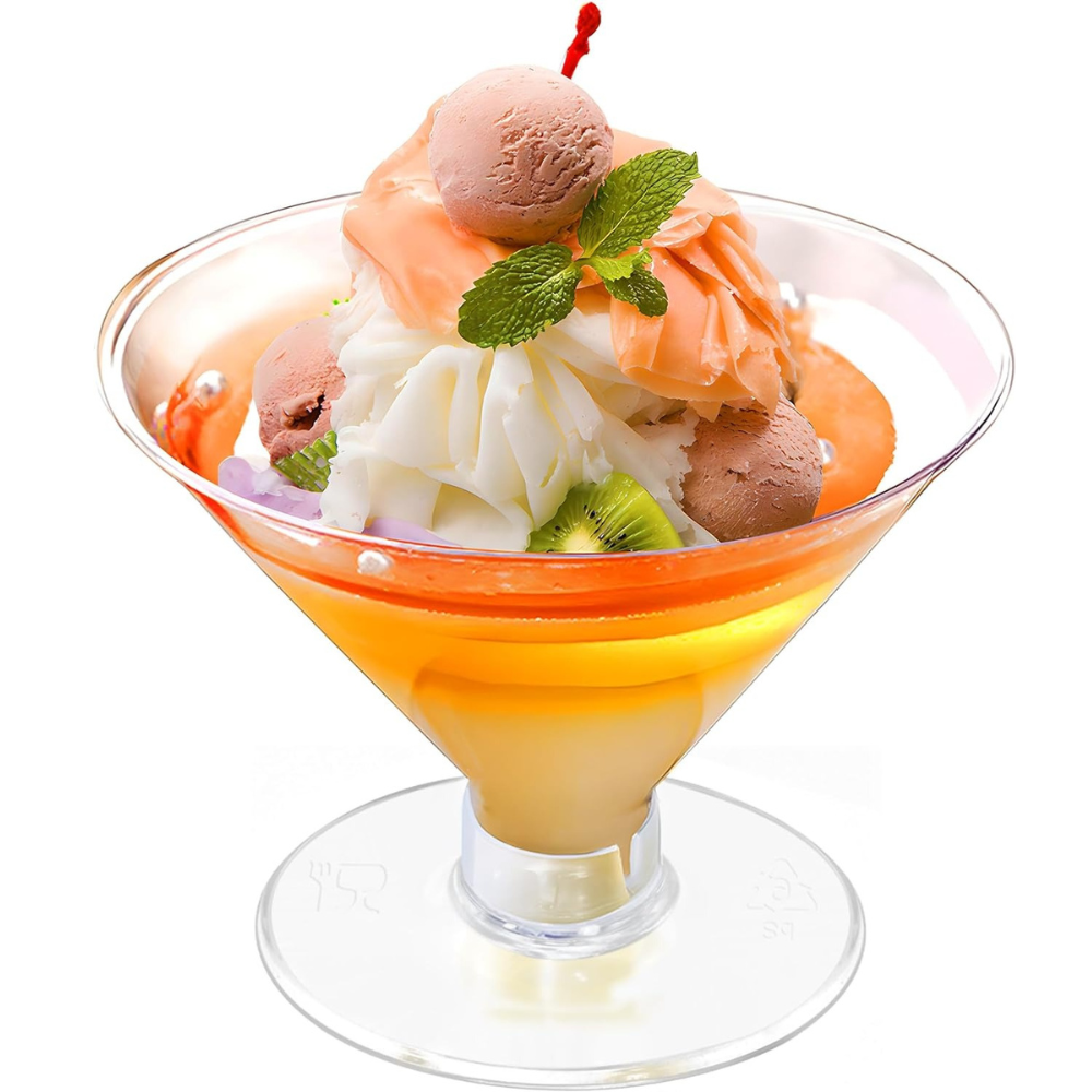 Набор стаканов десертных 150 мл, 10 шт, многоразовые, пластиковые для фуршетов креманка на съёмной ножке для десертов,прозрачная Каменец-Подольский - изображение 6