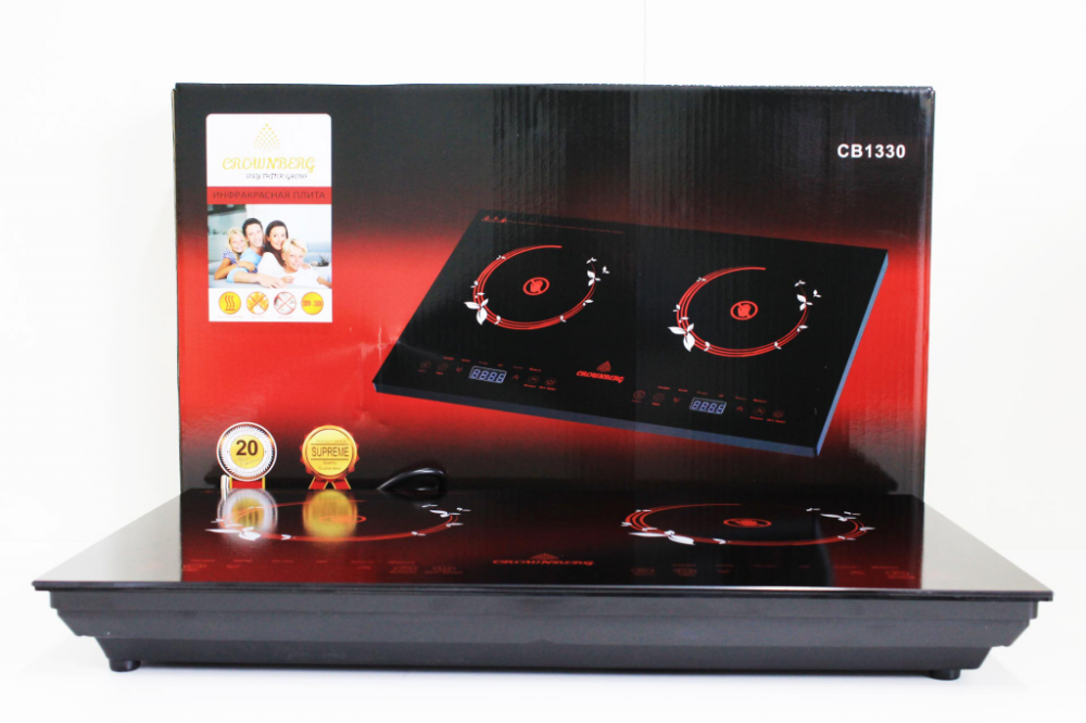 Інфрачервона плита Crownberg CB-1330, 1 конфорка, сенсорне керування, таймер 240 хв, склокераміка Одеса - фото 1