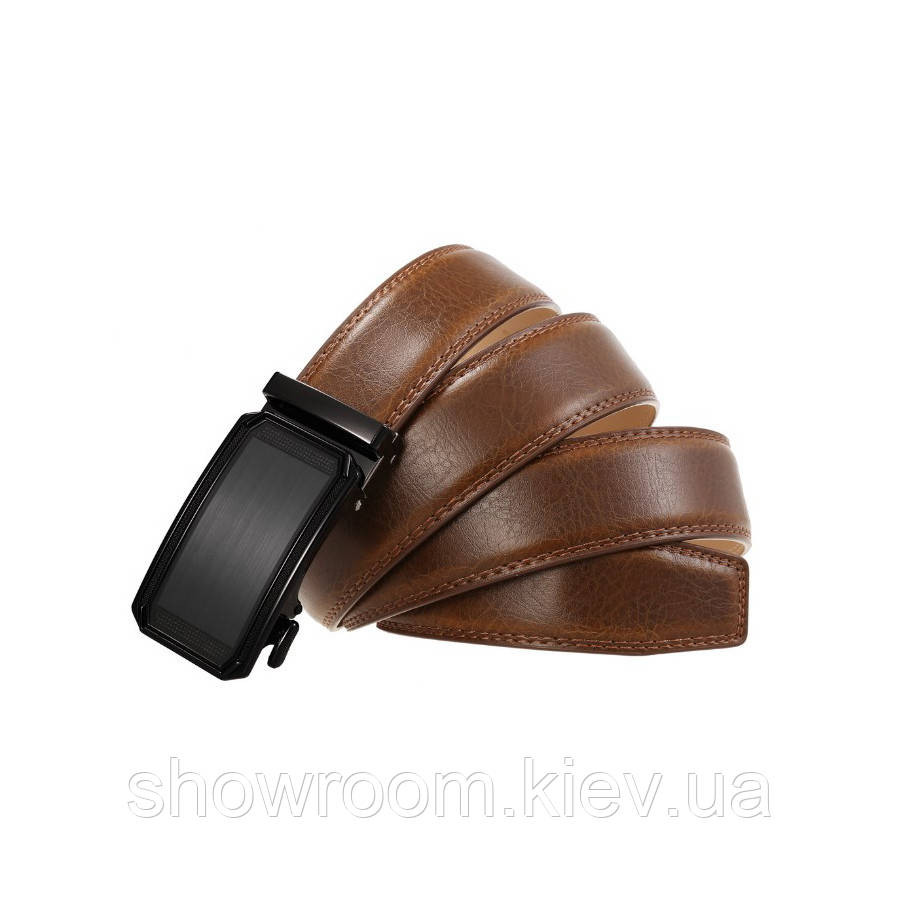 Мужской кожаный ремень с пряжкой автомат Leather Collection (7813) Киев - изображение 2