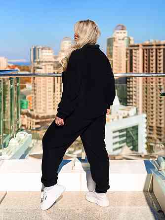 Спортивний костюм на флісі жіночий "Real" | Батал Чорний, 54-56 Київ