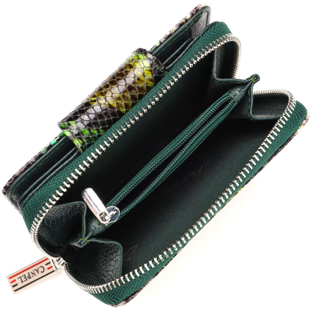 Жіноче фактурне вертикальне портмоне з монетницею на блискавці з натуральної шкіри з тисненням під змію CANPELLINI 21732 Київ - фото 8