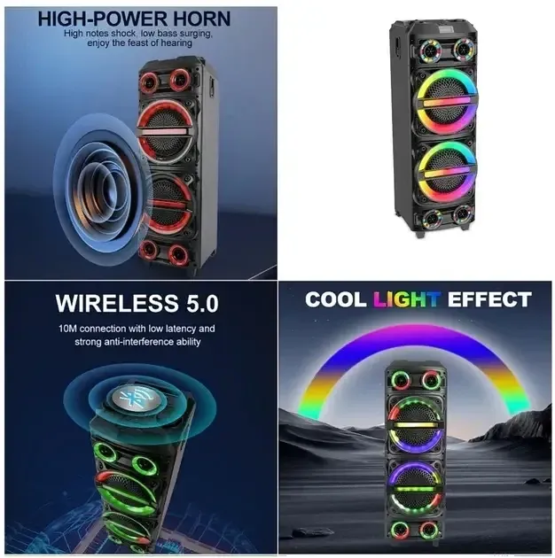 Портативная Bluetooth колонка ZQS8231 с 2 микрофонами, караоке система USB/TF/FM, LED Одесса - изображение 2
