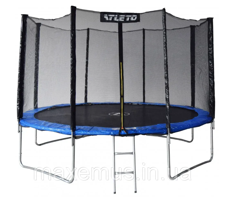 Батут детский Atleto 374 см с защитной сеткой и лестницей батут для детей садовый батут синий Мостиська - фото 17