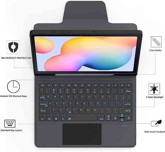 Чехол ROOFEI с Bluetooth клавиатурой для Samsung Galaxy Tab S6 Lite из Германии Днепр