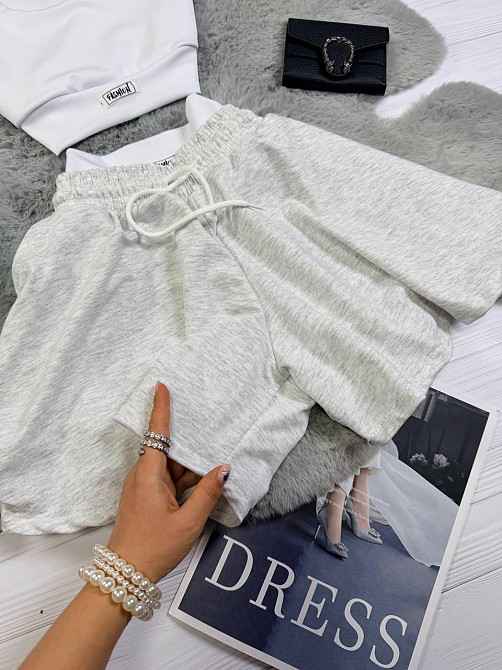 Жіночий стильний повсякденний літній костюм двонитка, натуральний еластичний мікродайвінг Меланж, 42/44 Одеса - фото 2