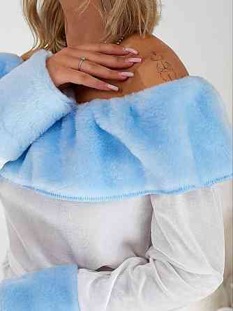 Женский набор снегурочки (платье+шапка+пояс) білий + блакитний Одеса