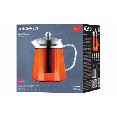 Заварник Ardesto Gemini Milano 550 мл, прозорий (AR1955BGM) Винница - изображение 4