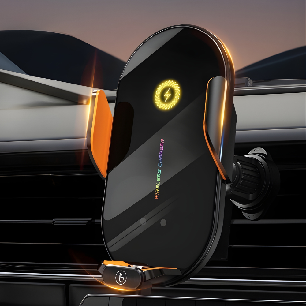 Держатель для телефона,автомобильный с беспроводной зарядкой 15W с функцией автоматического открытия и закрытия,чёрный Каменец-Подольский - изображение 1