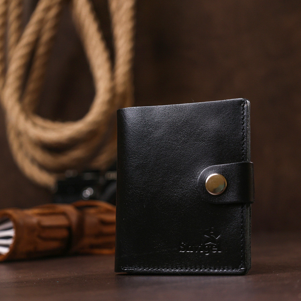 Практичное мужское портмоне Shvigel 16502 Черный Киев - изображение 9