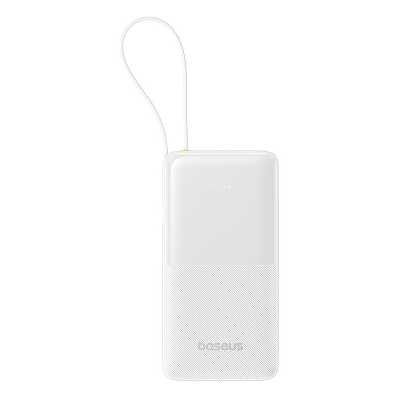 Павербанк 20000 mAh Baseus Bipow 2 20W Type-C быстрая зарядка цифровой дисплей встроенный кабель Type-C power bank повербанк Одесса - изображение 1