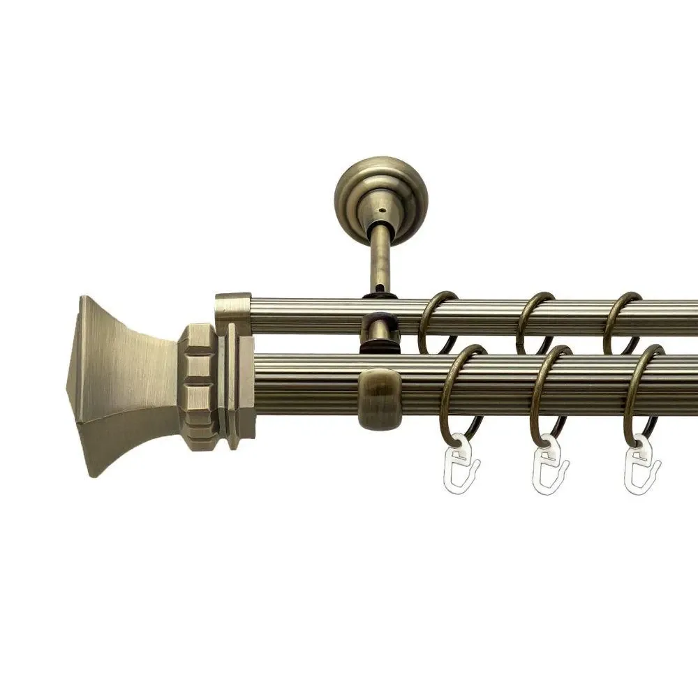 Карниз Orvit Емпорія металевий дворядний відкритий рифлена труба кільце металеве Антик 25\16 мм 160 см Львов - изображение 1