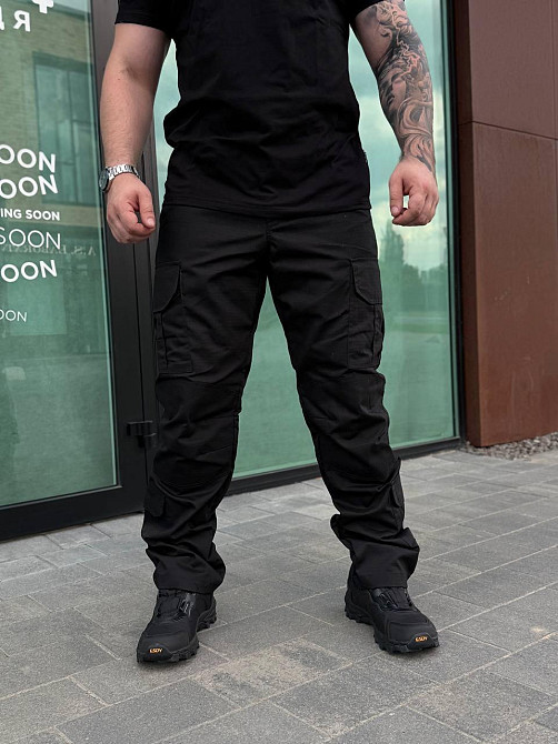 Військові штани чорні ріп-стоп літні ЗСУ, тактичні чоловічі армовані штани для бойових задач і тренувань Львів - фото 8