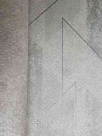 Шпалери вінілові на флізелін GranDeco Dorina A45705 метрові геометрія смуги фігури сірі сріблясті Київ