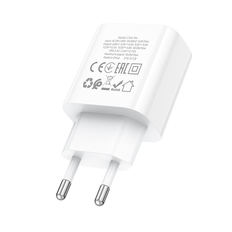 Мережевий зарядний пристрій HOCO C76A Pro Majestic single port PD30W charger White Одеса - фото 7