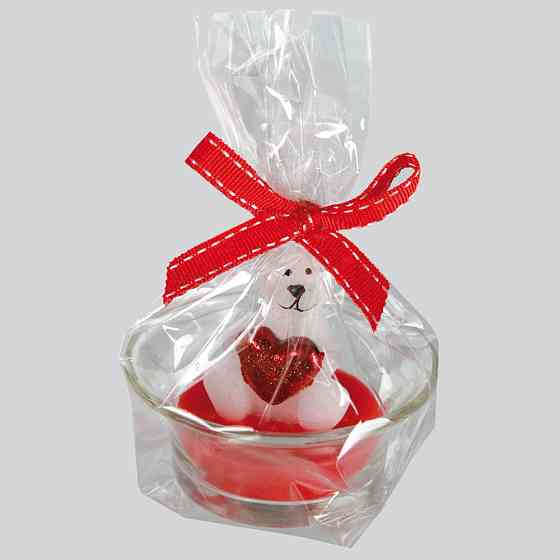 Свічка в склянці "Ведмедик з серцем" білий Рівне