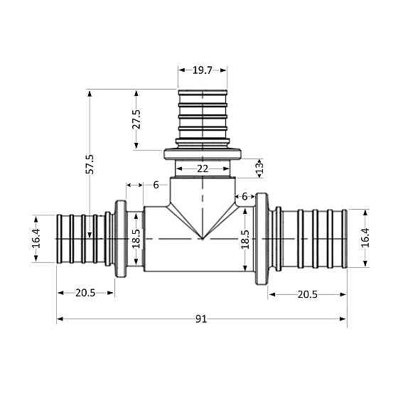 Трійник натяжний Icma No1039 d20х25х20 851039GWGXGW05 Київ