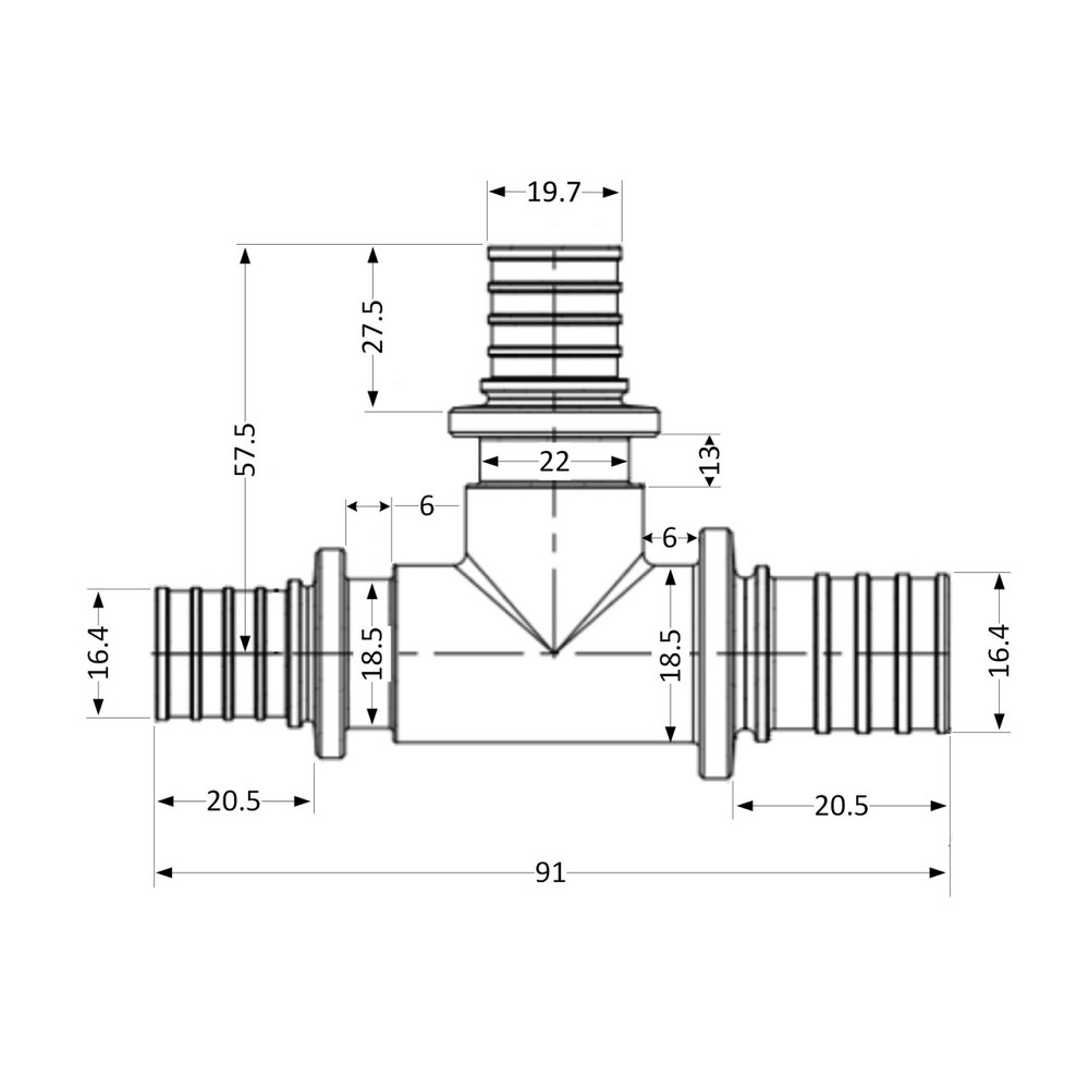 Трійник натяжний Icma No1039 d20х25х20 851039GWGXGW05 Київ - фото 2