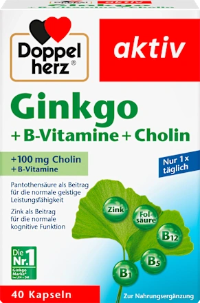 Doppelherz Ginkgo + B-Vitamine + Cholin Kapseln 40 St Капсули Гінкго + Вітаміни групи B + Холін 40 шт. Київ - фото 1