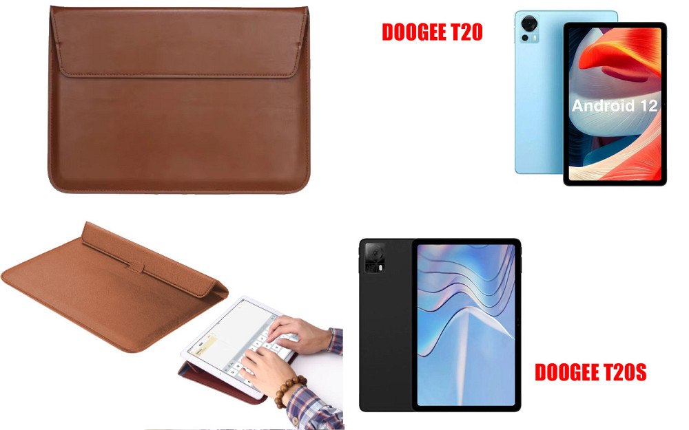 Чохол-конверт VitoCase для Doogee T20, з функцією підставки для планшета Чорний Коричневий Київ - фото 1