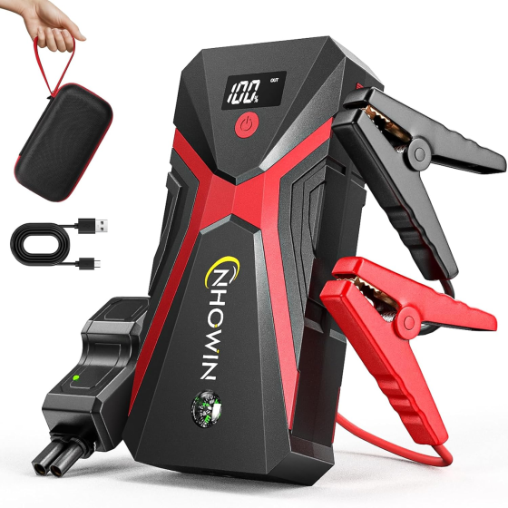 Уцінка Пусковий пристрій NHOVIN 4000A 4-в-1, 12 В, 20000 мАг, бустер для авто, Power Bank, LED, бензин 7,5 л, дизель 5 л Київ