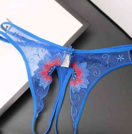 Эротические трусы женские с разрезом универсальный синий Киев