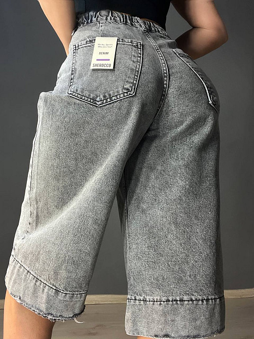 Шорти жіночі джинсові Sherocco 393 бермуди довгі з манжетами талія на резинці сірі, сірий, 25, 25, 74 см, 105 см Київ - фото 20