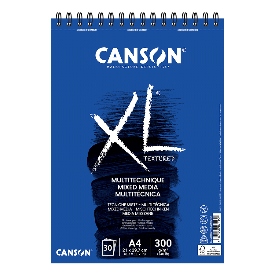 Альбом на спіралі MIXED MEDIA XL А4 (21х29,7см) 300г/м2 30л натуральний білий середнє зерно Canson Київ - фото 1