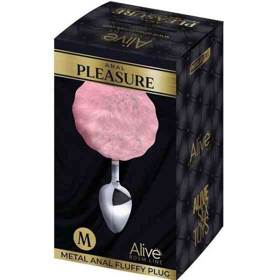 Анальная пробка металлическая Alive Anal Pleasure с розовым хвостиком, M Sex Aura Киев