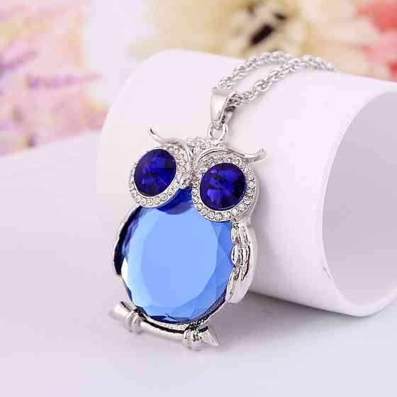 Кулон женский Сова с цепочкой 70 см серебристо-синий Киев