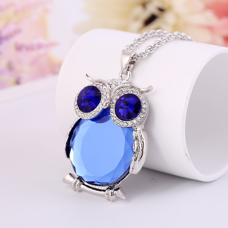 Кулон женский Сова с цепочкой 70 см серебристо-синий Киев - изображение 5