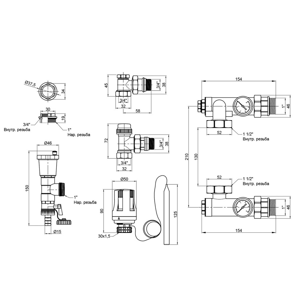 Змішувальна група Thermo Alliance Standart 1" без байпаса SF006W25 Київ - фото 16
