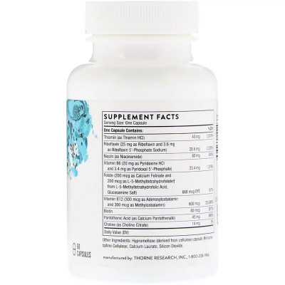Витамин Thorne Research В-Комплекс №12, B-Complex 12, 60 капсул (THR-11203) Винница - изображение 2