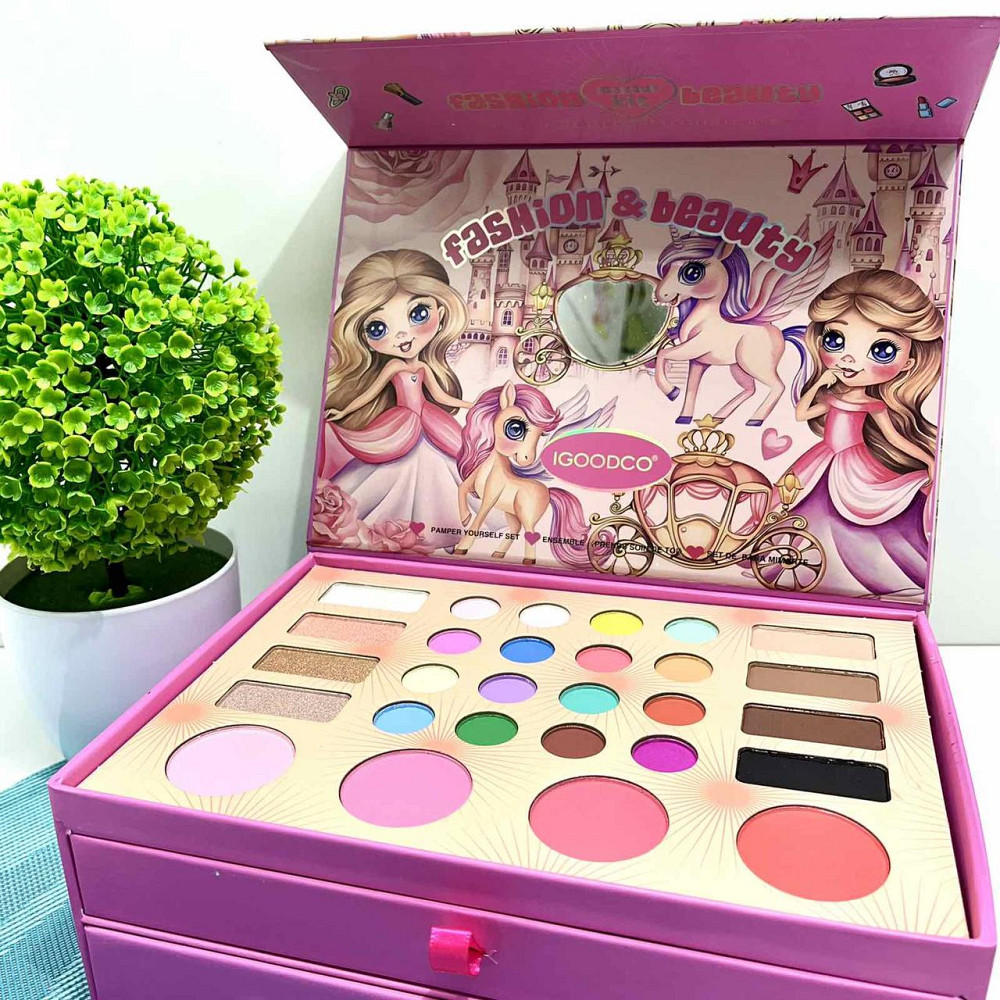 Набір дитячої косметика тіні рум'яна хайлайтер аксесуари лак для нігтів пилочка Рожевий (IG 3146) Чернігів - фото 3