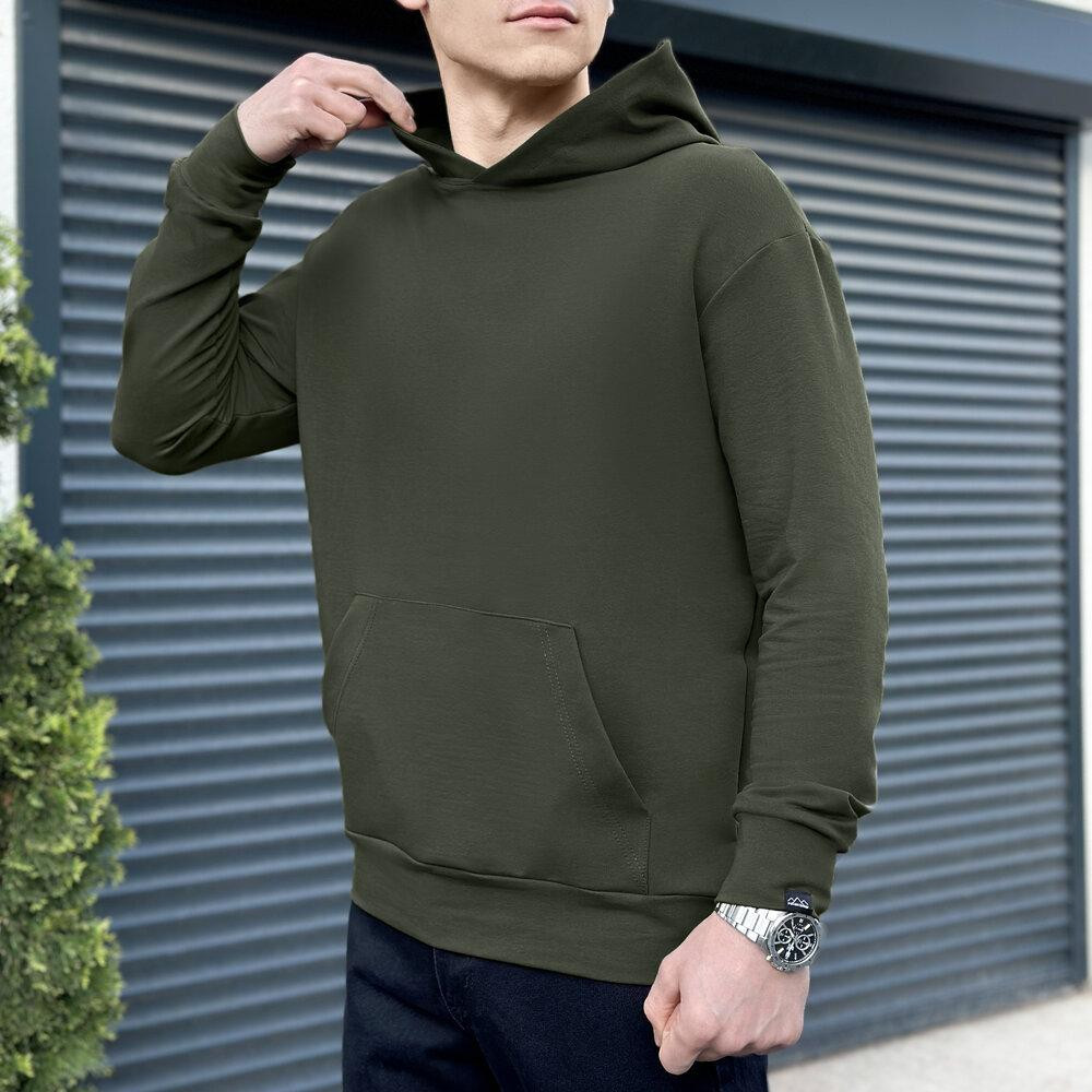 Чоловіче демісезонне худі з капюшоном світлий хакі Pobedov 001 Київ - фото 3