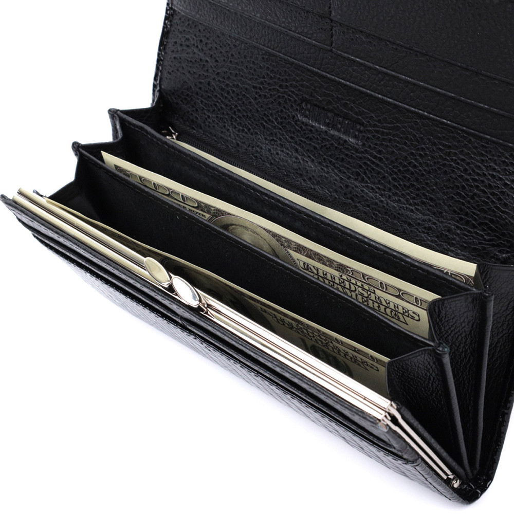 Женский кошелек из натуральной лакированной кожи ST Leather 22679 Черный Киев - изображение 8