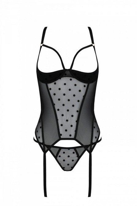 Корсет Passion MARINA CORSET, S/M, black, з відкритими чашками Sex Aura Київ - фото 3