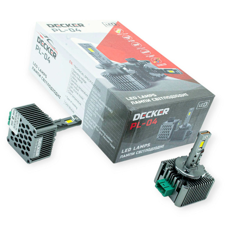 Автолампа LED D3 12V PL-04 6000K 10000L 50 W радіатор з вентилятором та обманкою Мукачево - фото 1
