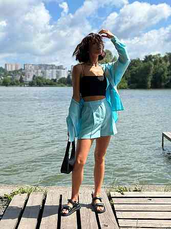 Костюм жіночий літній льон Бірюзовий XS-S Харків