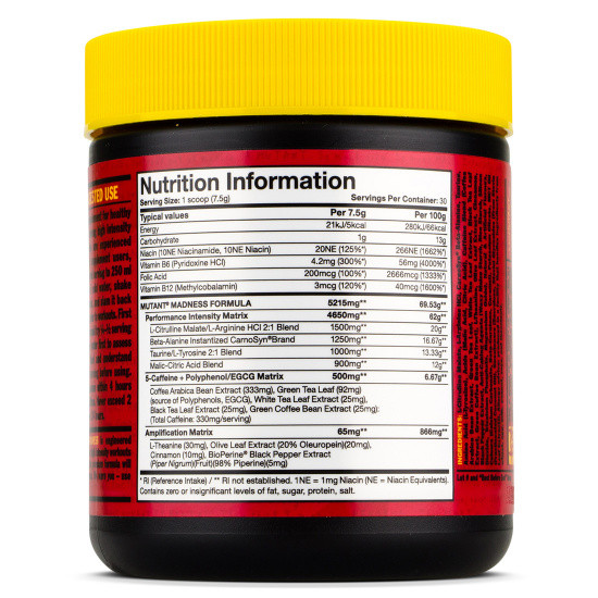 Предтренировочный комплекс MUTANT Madness 275 g (Fruit Punch) Луцк - изображение 2