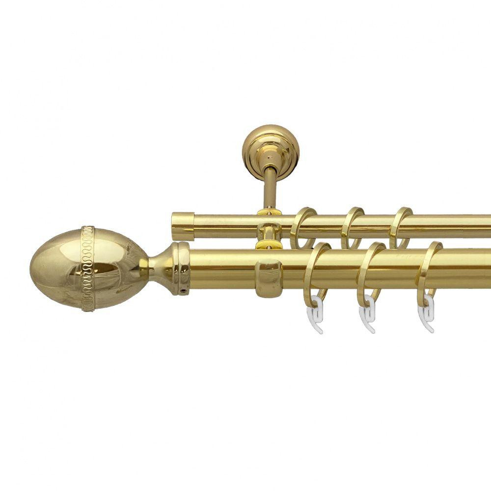 Карниз Orvit Фарже металевий дворядний відкритий гладка труба кільце фасонне металеве  Золото 25\16 мм 240 см (7035471) Львів - фото 1