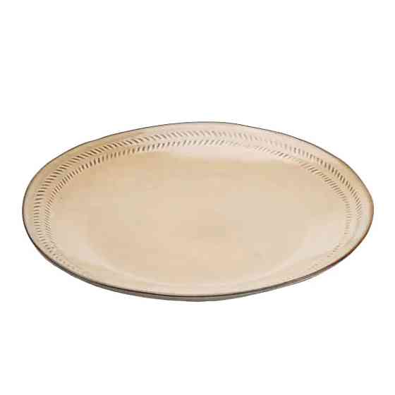 Тарілка сервірувальна кругла порцелянова 27.5 см бежева HP23377 Коломия