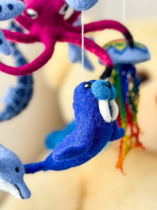 Дитячий музичний мобіль на ліжечко для немовлят WooolyWool «Підводний світ» з 35 мелодіями Київ - фото 10