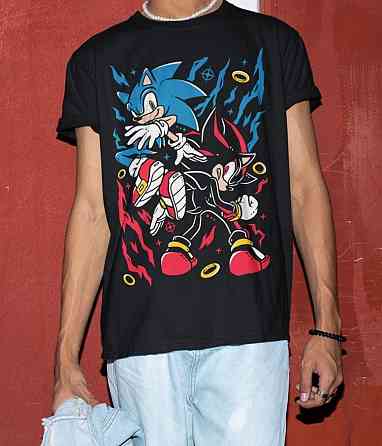Футболка для мальчика аниме Хероес Соник Хероес Винтаге оверсайз (рост от 165 до 180 ) Черний AnimeJ0795m Днепр