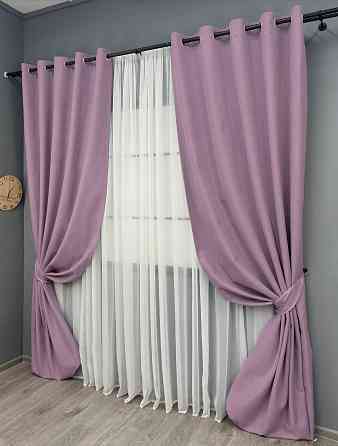 Комплект штор на люверсах VR-Textil Блэкаут двусторонний ASHEN NIGHT № 1844ш Сиреневый 150х270 см 2 шт (37-0285) Киев