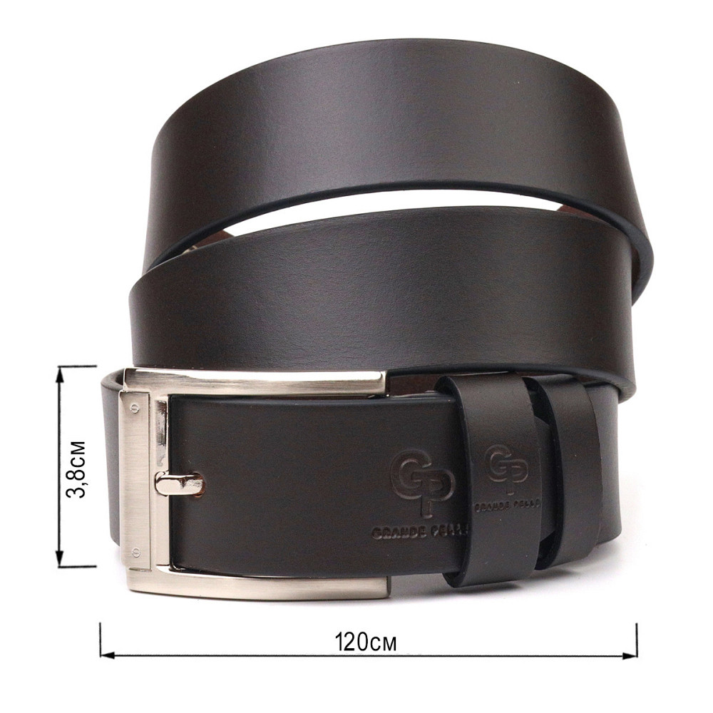 Якісний чоловічий ремінь із натуральної шкіри Коричневий (GRANDE PELLE) Київ - фото 7