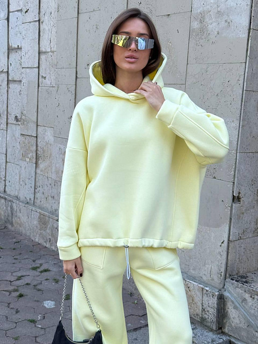 Базовий жіночий костюм з об’ємним худі Лимонный 48/52 Харьков - изображение 5