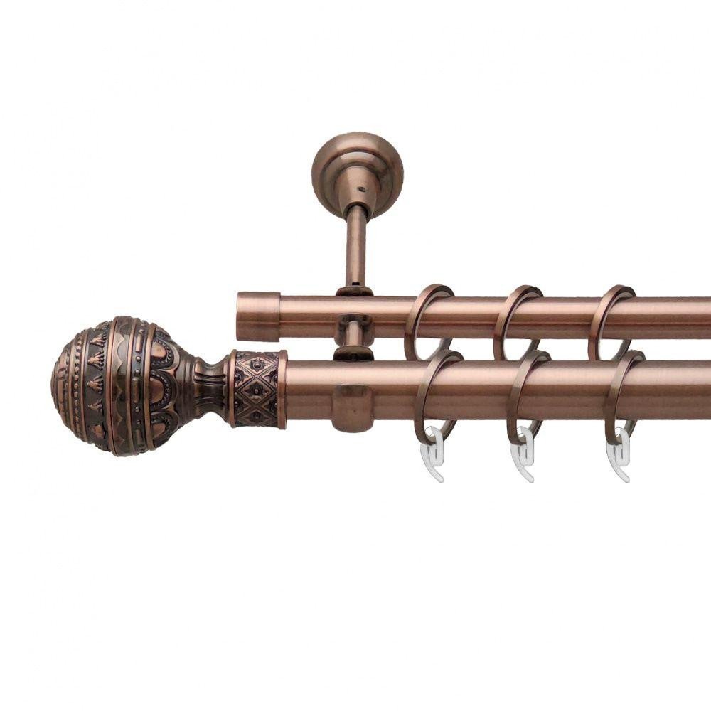 Карниз Orvit Арабеска металевий дворядний відкритий гладка труба кільце фасонне металеве Мідь 25\16 мм 300 см (6948849) Львів - фото 1