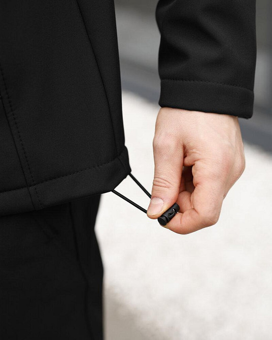 Черная куртка мужская весна/осень из софтшела с капюшоном Pobedov Shadow V2 Киев - изображение 4