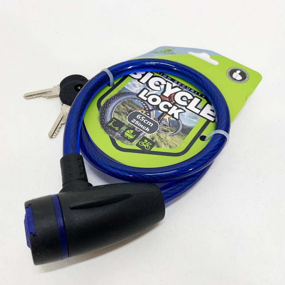 Замок велосипедний KIHUU LOCK 187, 10*65 тросовий, 2 ключі. Колір: синій NS-99 Львів - фото 1
